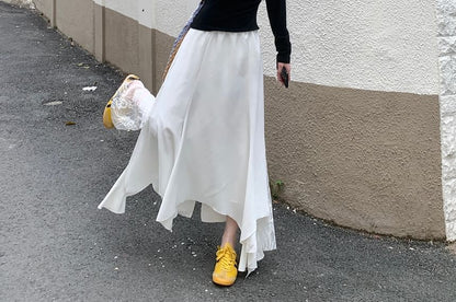 High Skirt Rise Panel Lace Mermaid Midi Asymmetrical