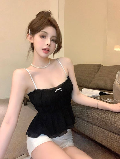 Trim Camisole Top Lace Bow