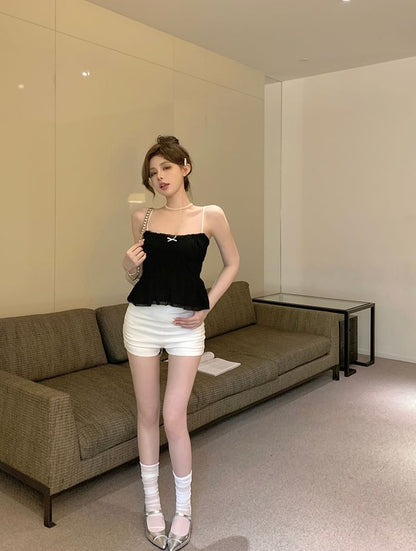 Trim Camisole Top Lace Bow