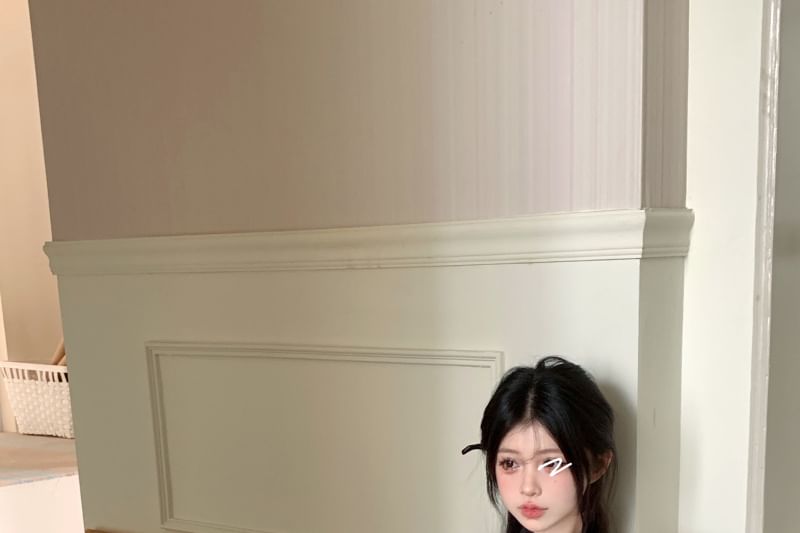 Dress Floral Keyhole Halter-Neck Bodycon Jacquard Mini