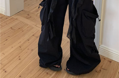 Ruffled Wide Leg Tube High Numbering / Top Waist Pants