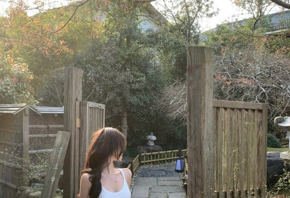 Plain Dress Strap A-Line Midi Spaghetti