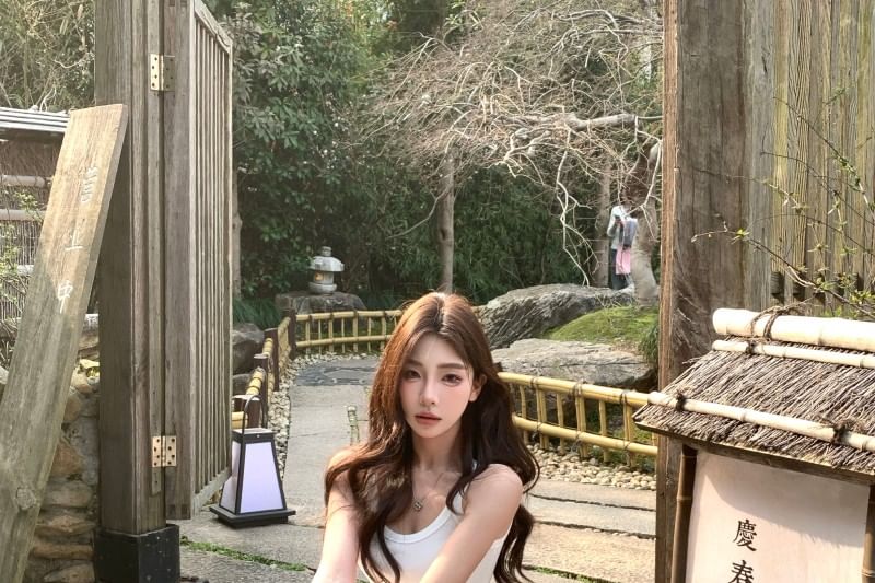 Plain Dress Strap A-Line Midi Spaghetti