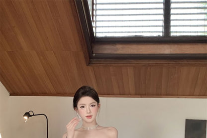 Strapless A-Line Striped Mini Dress