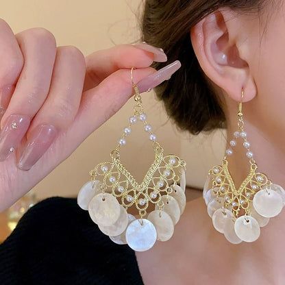 Earring Faux Pearl Chandelier / Clip-On