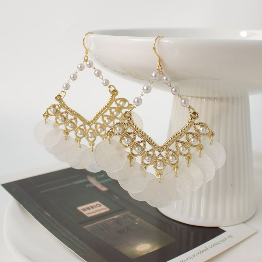 Earring Faux Pearl Chandelier / Clip-On