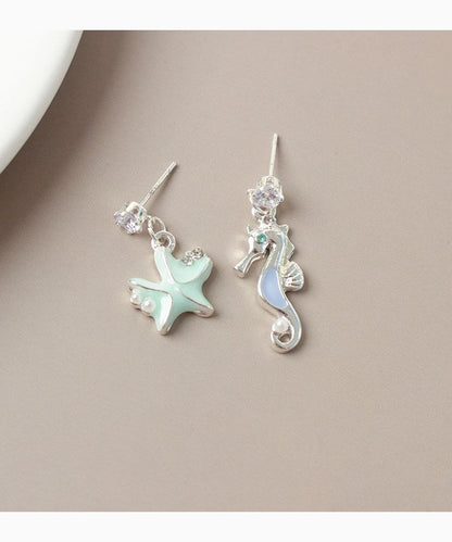 Asymmetrical Drop Rhinestone Star Clip-On / Earring