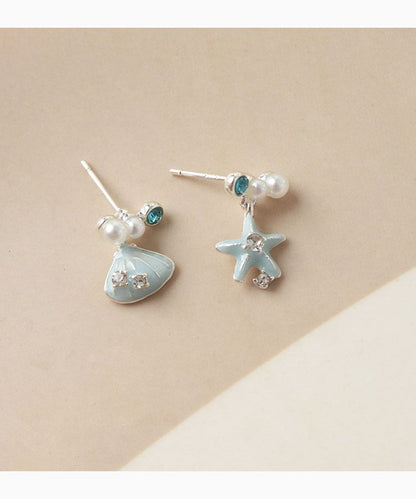 Asymmetrical Drop Rhinestone Star Clip-On / Earring