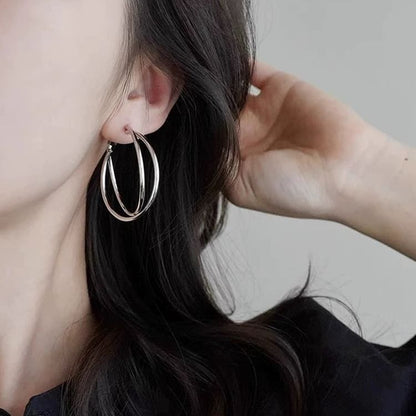 / Earring Clip-On Layered Hoop