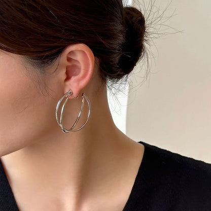 / Earring Clip-On Layered Hoop