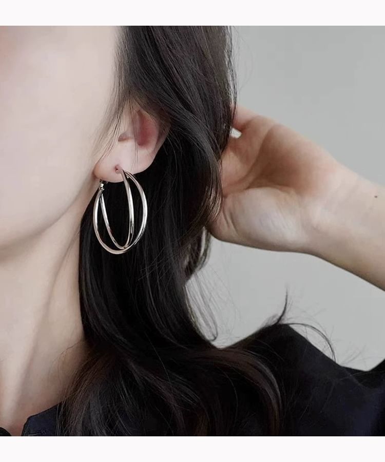 / Earring Clip-On Layered Hoop