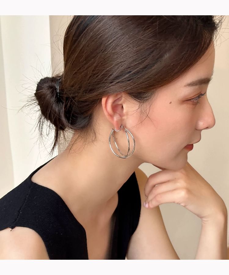 / Earring Clip-On Layered Hoop