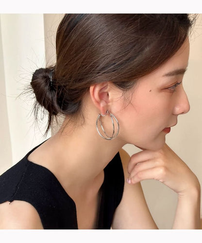 / Earring Clip-On Layered Hoop