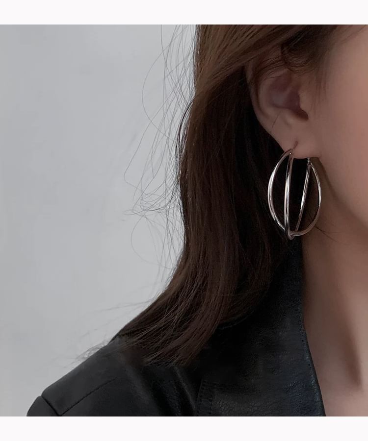 / Earring Clip-On Layered Hoop
