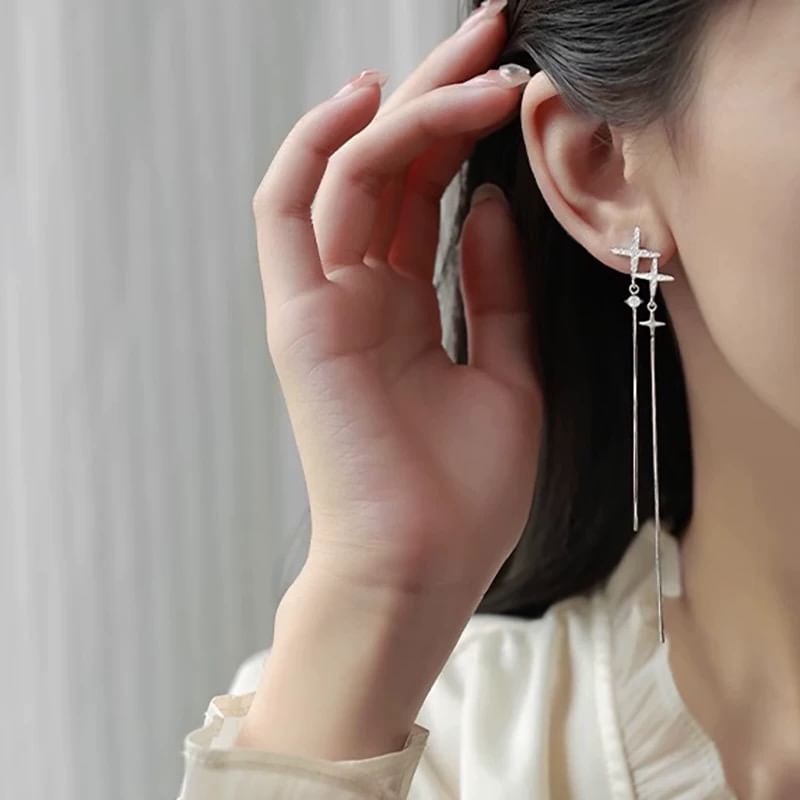 Earring / Clip-On Rhinestone Star Dangle