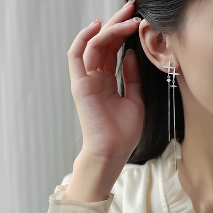 Earring / Clip-On Rhinestone Star Dangle