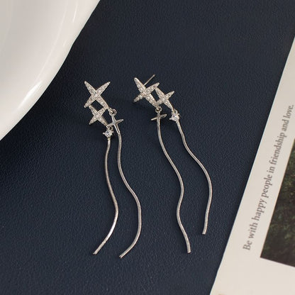 Earring / Clip-On Rhinestone Star Dangle