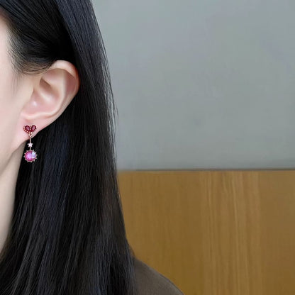 Clip-On / Rhinestone Earring Heart Drop