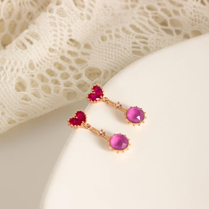 Clip-On / Rhinestone Earring Heart Drop