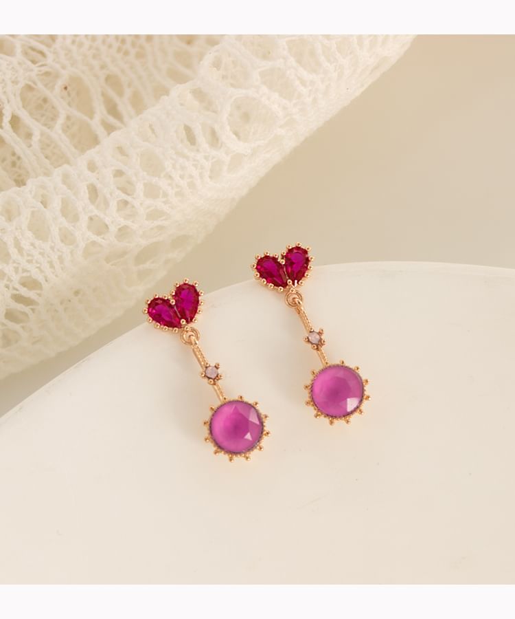 Clip-On / Rhinestone Earring Heart Drop