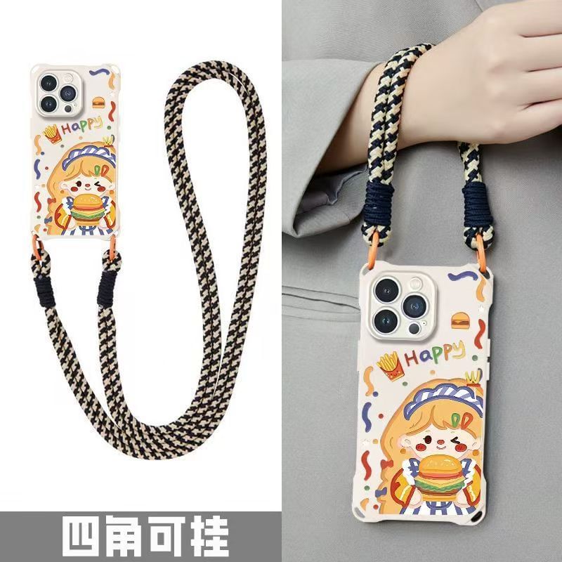 / Case Phone Burger Set Girl Strap Lanyard
