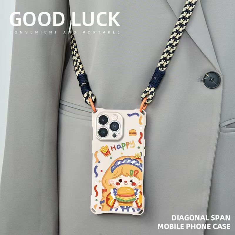 / Case Phone Burger Set Girl Strap Lanyard