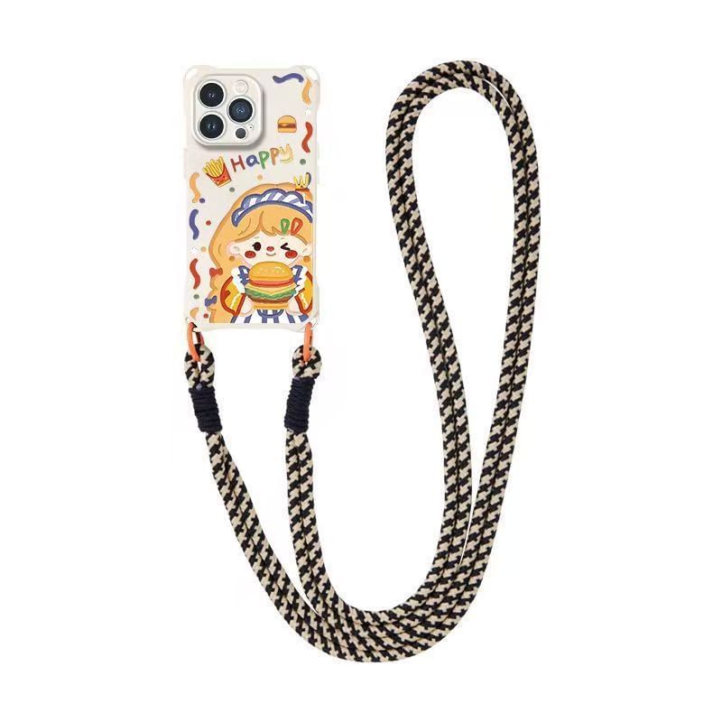 / Case Phone Burger Set Girl Strap Lanyard