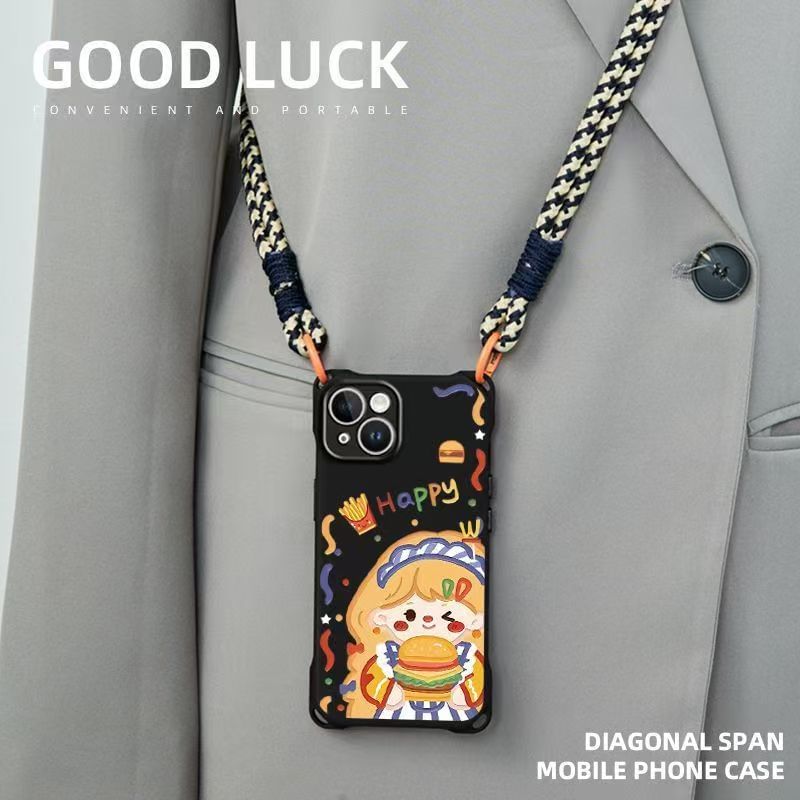 / Case Phone Burger Set Girl Strap Lanyard