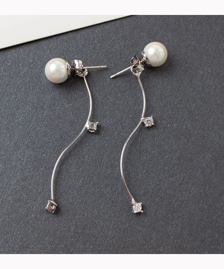 Pearl Earring / Designs) Rhinestone (Various Dangle Ear Alloy Faux Cuff