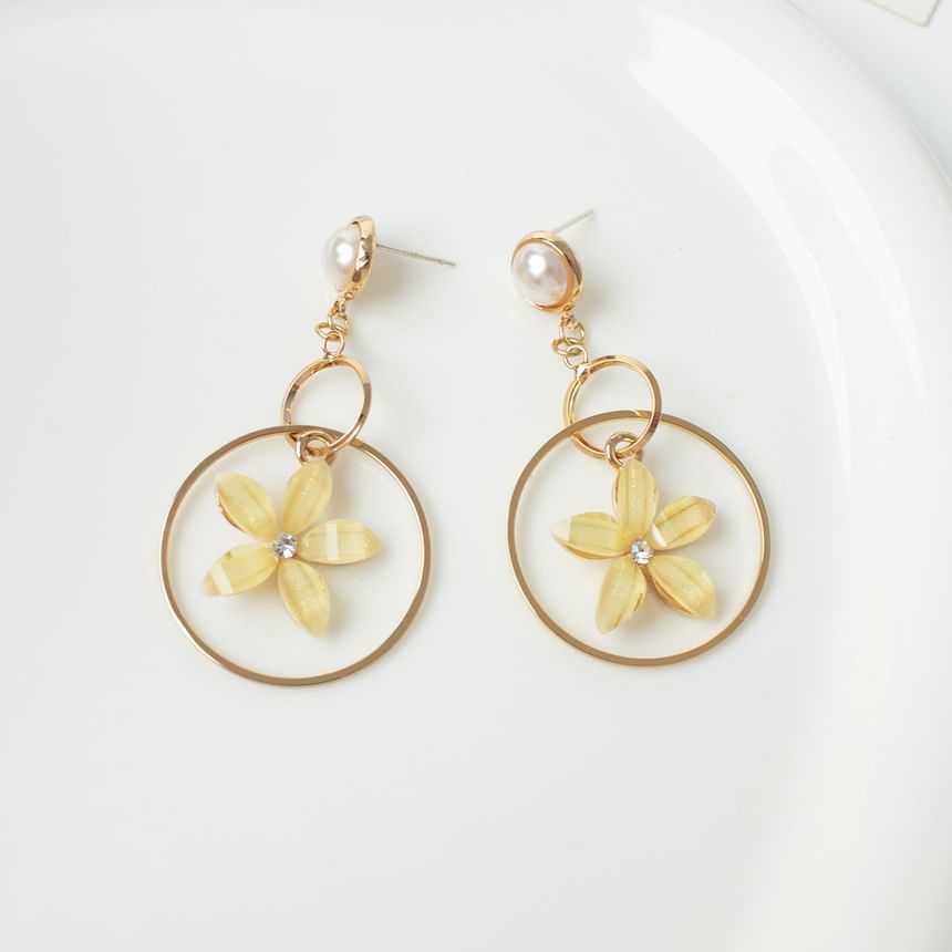 / Pearl Floral Dangle Ear Cuff Earring Faux Alloy Rhinestone