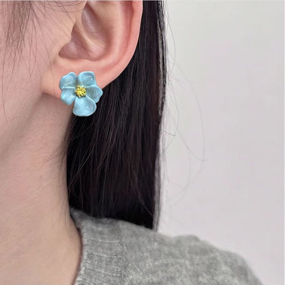 Cuff Earring Floral / Alloy Glaze Stud Ear