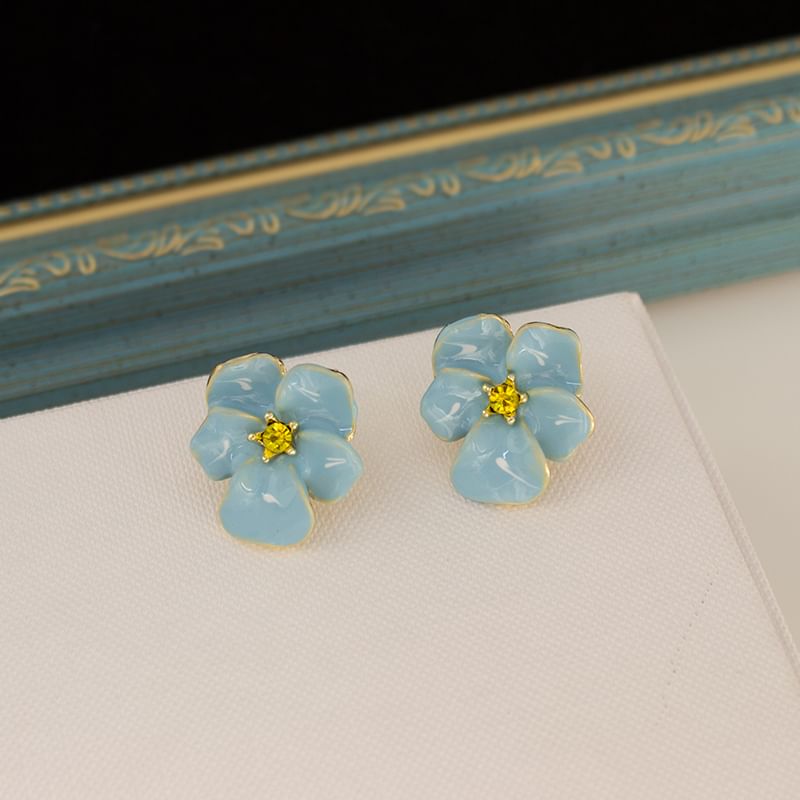 Cuff Earring Floral / Alloy Glaze Stud Ear