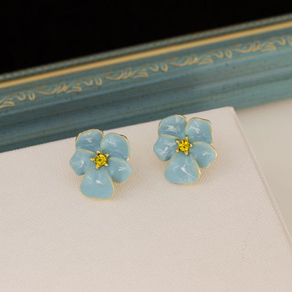 Cuff Earring Floral / Alloy Glaze Stud Ear