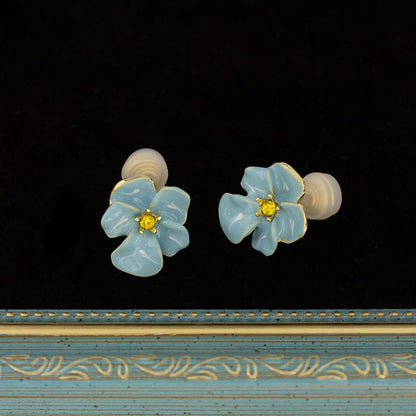 Cuff Earring Floral / Alloy Glaze Stud Ear