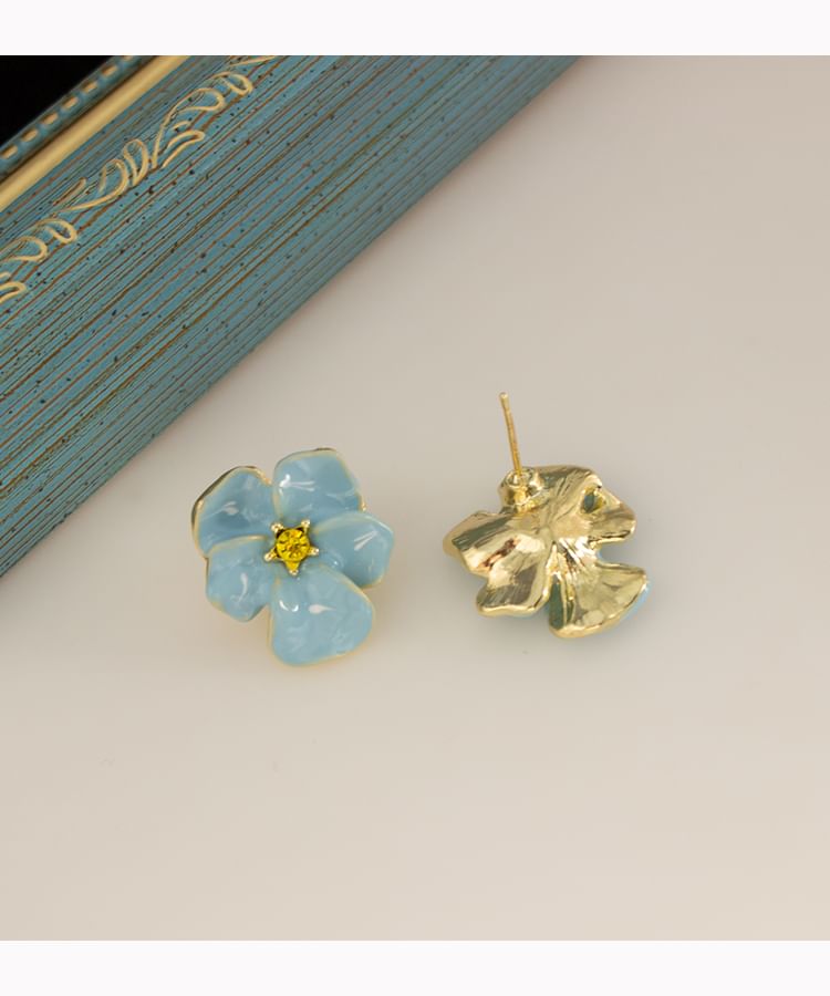 Cuff Earring Floral / Alloy Glaze Stud Ear