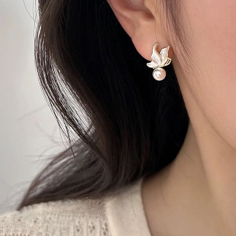 Cuff Faux Alloy Drop Earring Ear Pearl / Butterfly