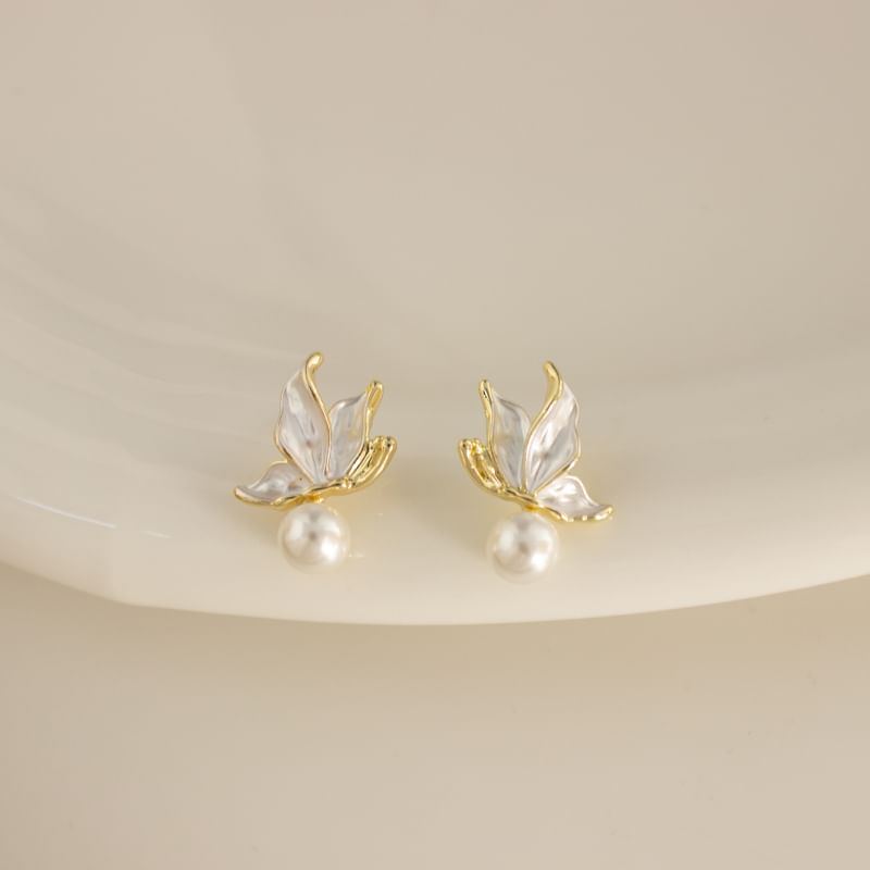 Cuff Faux Alloy Drop Earring Ear Pearl / Butterfly