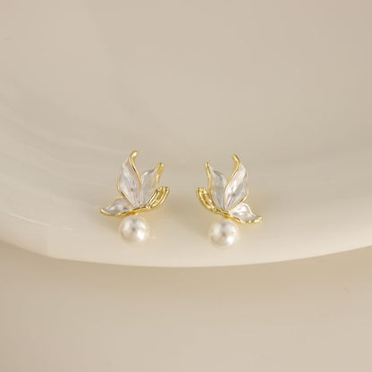 Cuff Faux Alloy Drop Earring Ear Pearl / Butterfly