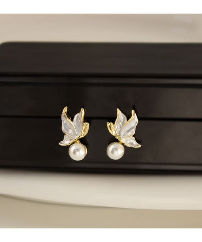 Cuff Faux Alloy Drop Earring Ear Pearl / Butterfly