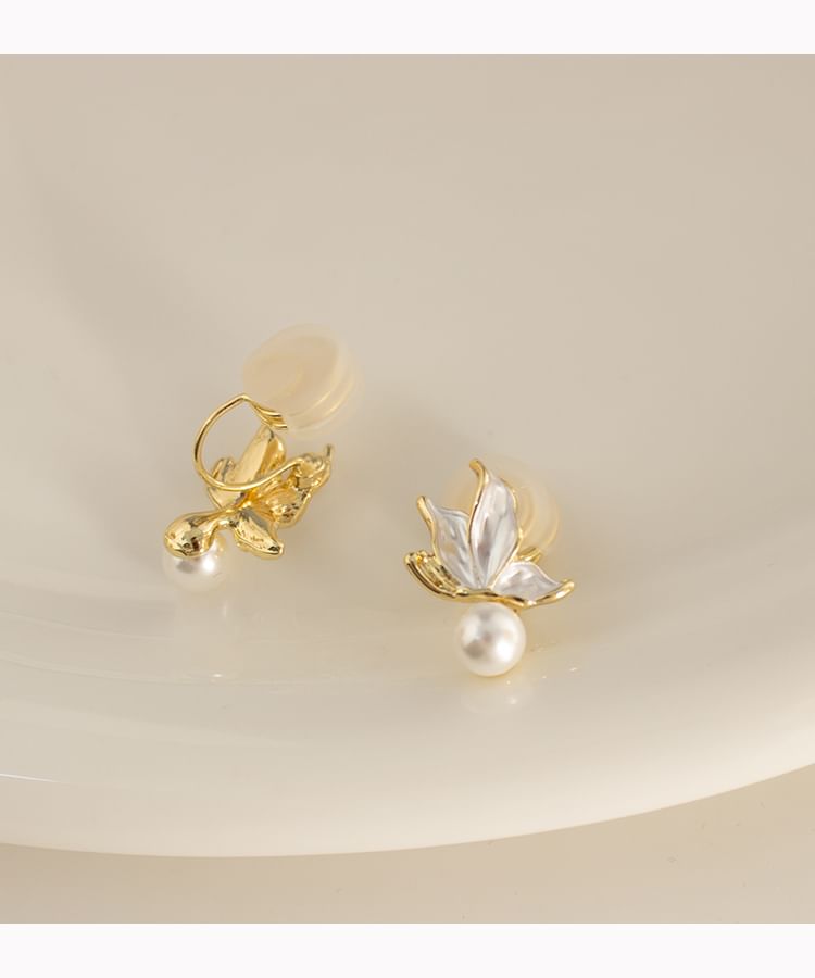 Cuff Faux Alloy Drop Earring Ear Pearl / Butterfly