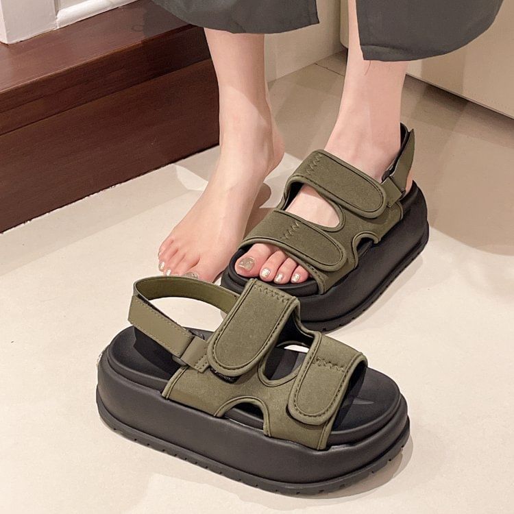 Adhesive Platform Sandals Plain Slingback Strap