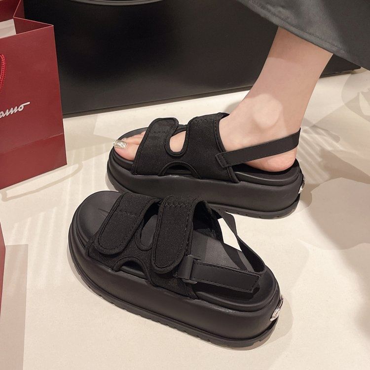 Adhesive Platform Sandals Plain Slingback Strap