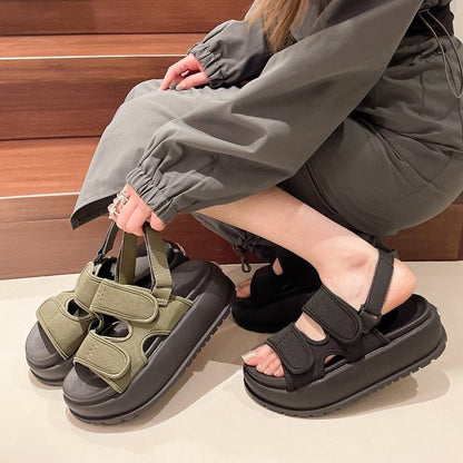 Adhesive Platform Sandals Plain Slingback Strap
