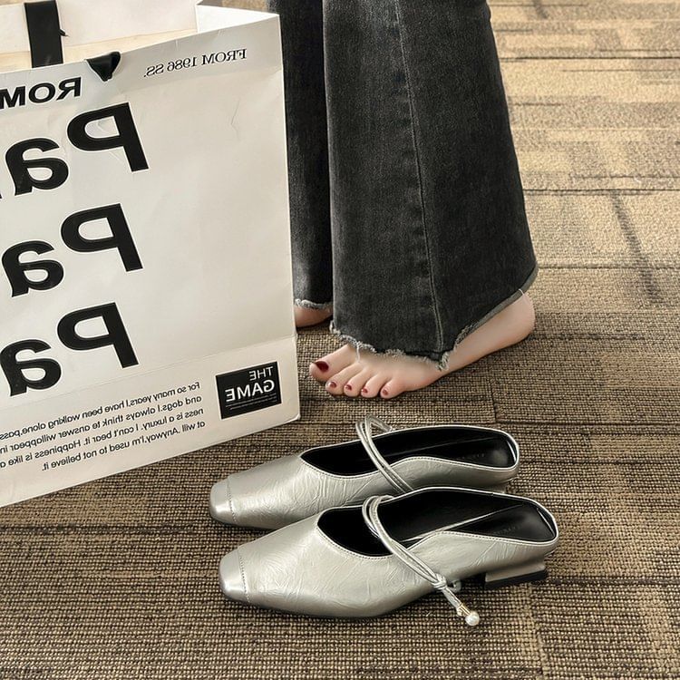 Mules Heel Plain Low Jane Mary Faux Leather