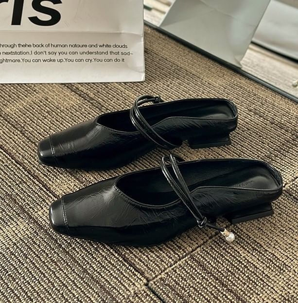 Mules Heel Plain Low Jane Mary Faux Leather