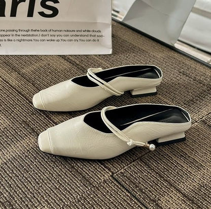 Mules Heel Plain Low Jane Mary Faux Leather