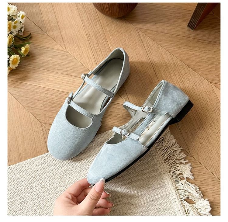 Faux Suede Mary Jane Plain Shoes Cutout