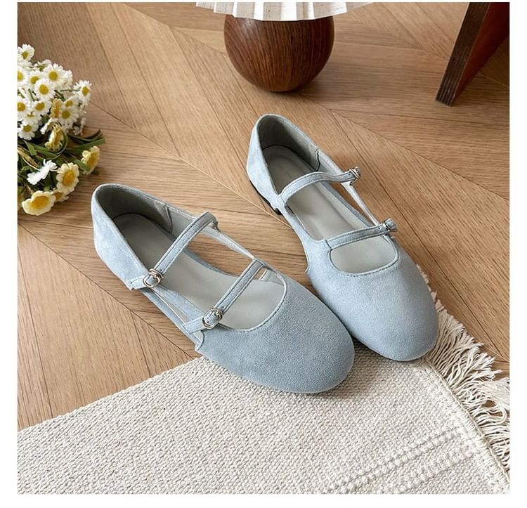 Faux Suede Mary Jane Plain Shoes Cutout