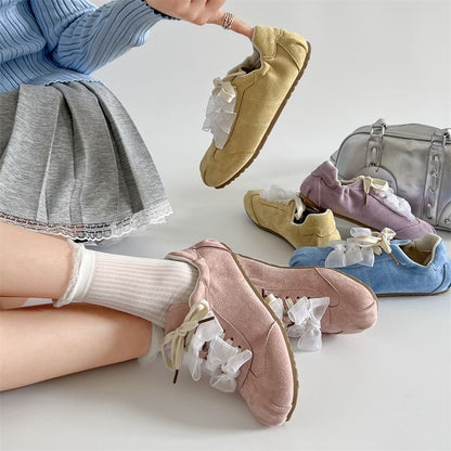 Leather Sneakers Faux Plain Lace-Up