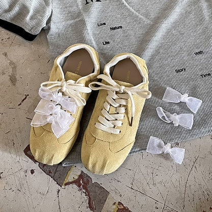 Leather Sneakers Faux Plain Lace-Up